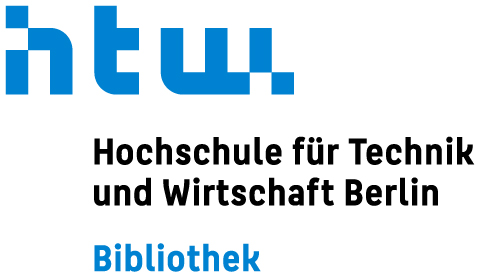 Logo der HTW Berlin mit Schriftzug ‚Bibliothek